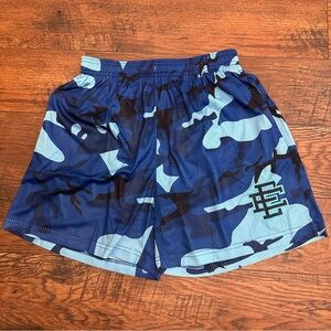 Eric Emanuel Blue and Black Camouflage Athletic Shorts